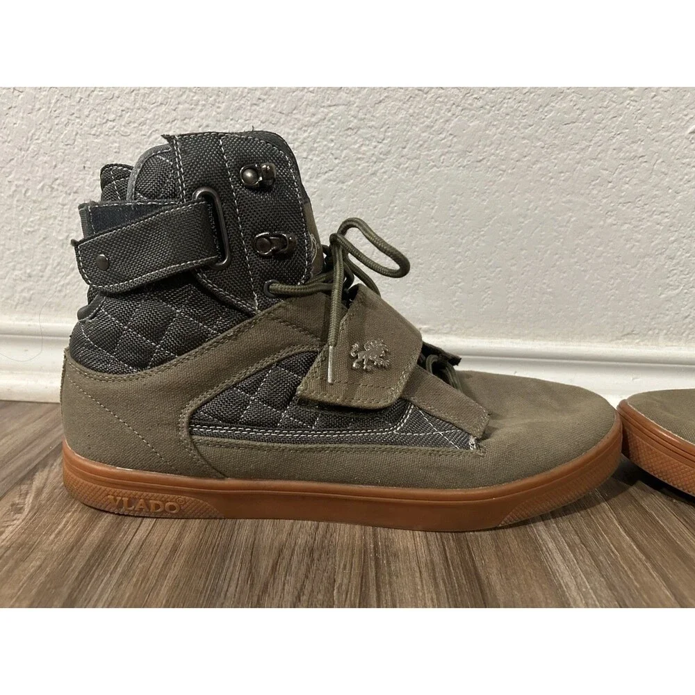 Vlado Atlas 2 High Top Sneakers Gray/Green Quilted Ankle Strap Men's Size 12
